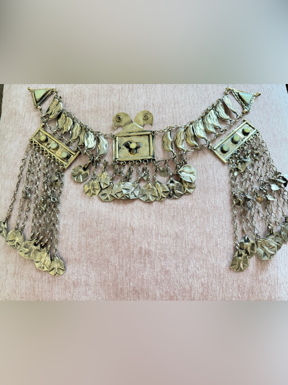 Vintage Afghan Kuchi Tribal Headpiece Forehead Jewelry Tikka Fringe Bells